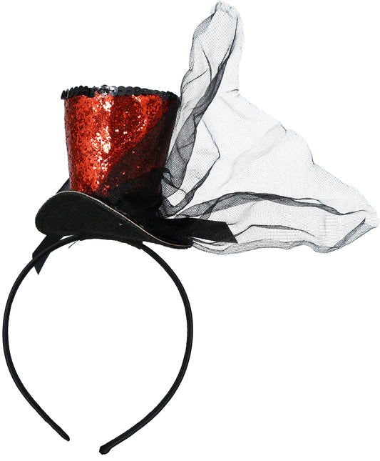 Hoed Bucket Hat Rood Zwart Glitters