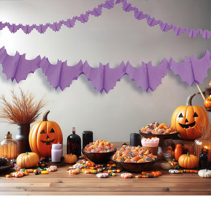 Halloween Slinger Paarse Vleermuizen 3m