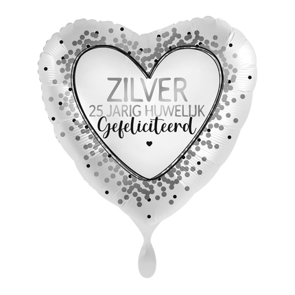 25 Jaar Getrouwd Helium Ballon Zilver Leeg 43cm van Premioloon koop je bij Partywinkel