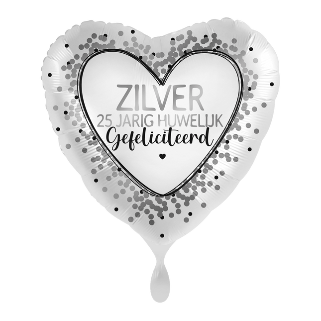 25 Jaar Getrouwd Helium Ballon Zilver Leeg 43cm van Premioloon koop je bij Partywinkel