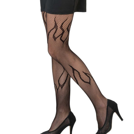 Zwarte Netpanty met Vlammen