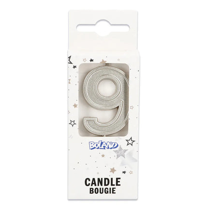 9 Jaar Kaars Glitter 4,2cm