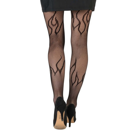 Zwarte Netpanty met Vlammen