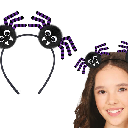 Halloween Haarband Zwart Spinnen