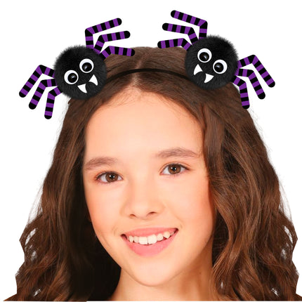 Halloween Haarband Zwart Spinnen