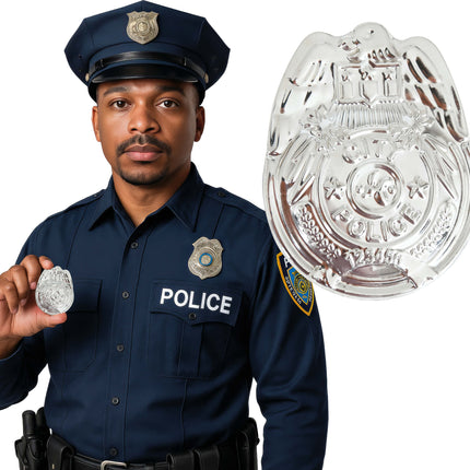 Politie Badge Zilver 7cm