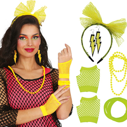 Neon 80S Accessoireset Geel 5 delig
