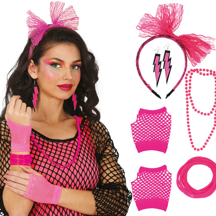 Neon 80S Accessoireset Fel Roze 5 delig