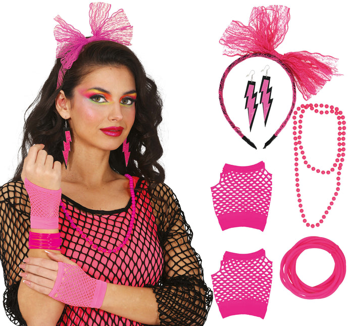 Neon 80S Accessoireset Fel Roze 5 delig