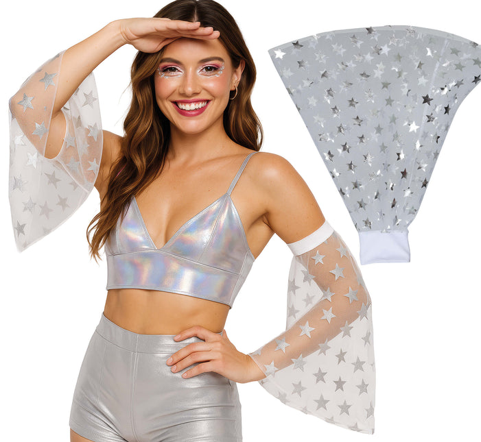 Disco 70S Vlindermouwen Zilveren Sterren