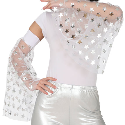 Disco 70S Vlindermouwen Zilveren Sterren