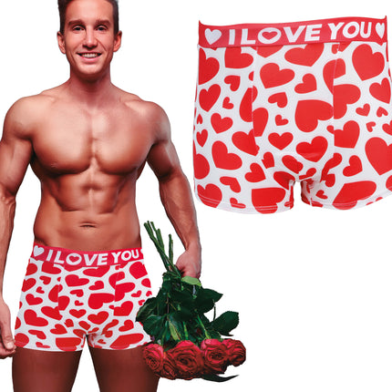 I Love You Onderbroek Rood Wit Hartjes