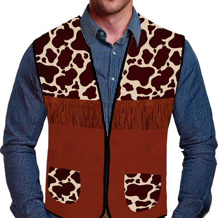 Cowboy Vest Bruin Heren Koeienprint