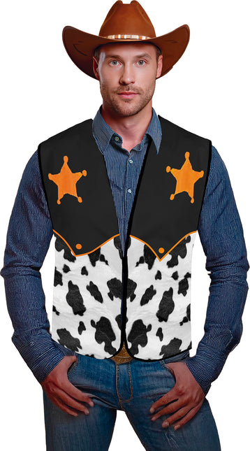 Sherrif Vest Zwart Wit Cowboy