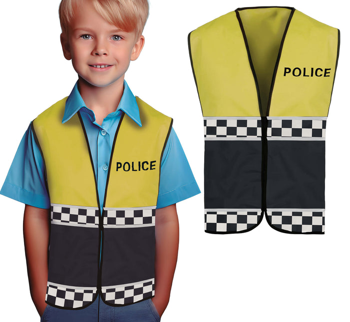 Politie Vest Geel Zwart Kind
