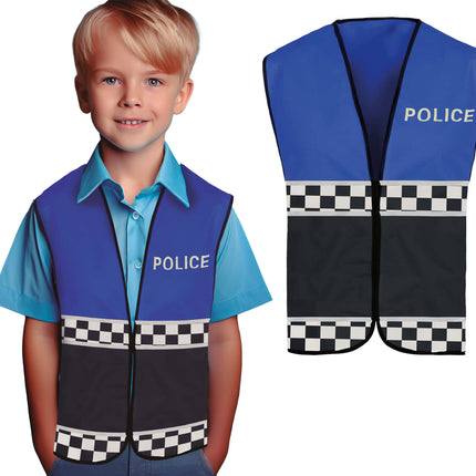 Politie Vest Zwart Blauw Kind