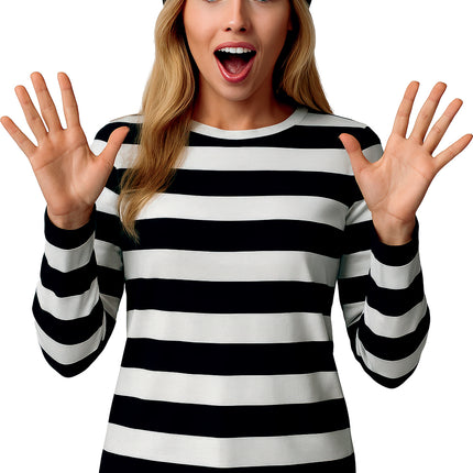 Zwart Witte Shirt Dames Gestreept