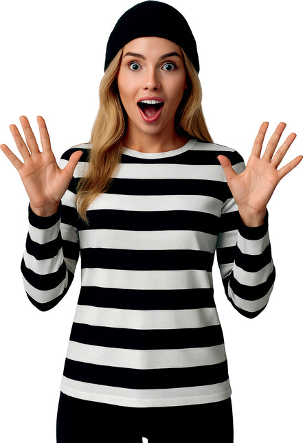 Zwart Witte Shirt Dames Gestreept