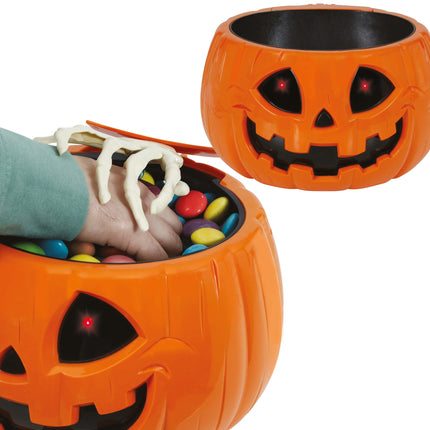 Halloween Kom Pompoen Licht, Geluid En Beweging 15cm