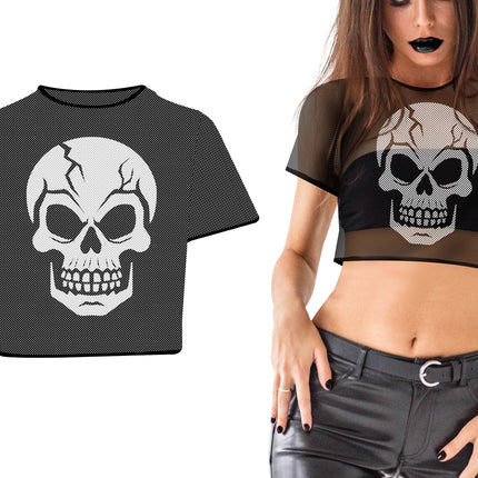 Halloween Shirt Zwart Met Witte Schedel