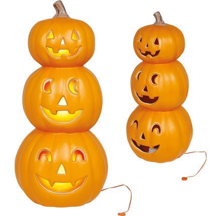 Halloween Pompoen Stapel Met Licht 52cm