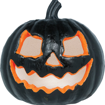 Halloween Pompoen Zwart Met Licht 20cm
