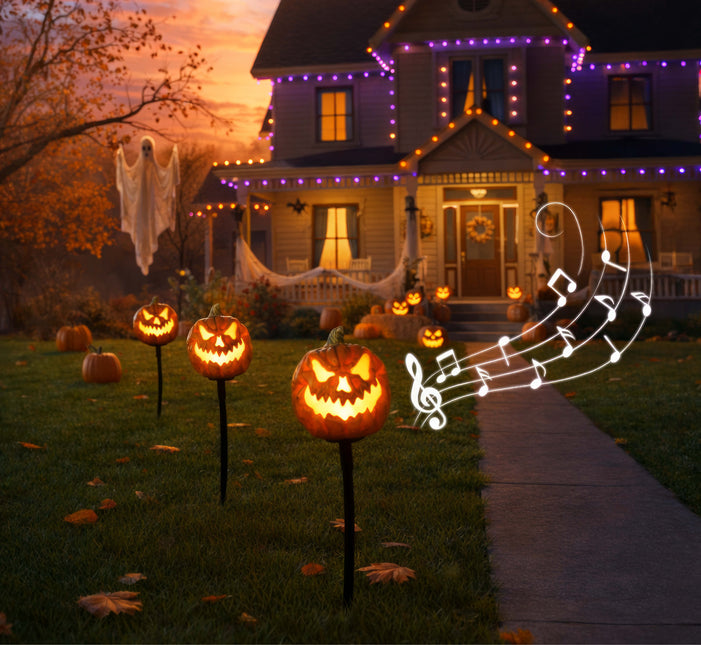 Halloween Pompoen Oranje Met Licht En Gluid 13cm 3st