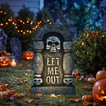 Halloween Grafsteen Grijs Laat Me Eruit 42cm