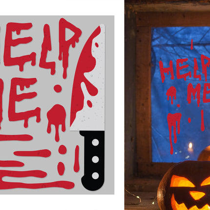 Halloween Raamdecoratie Help Me 50cm