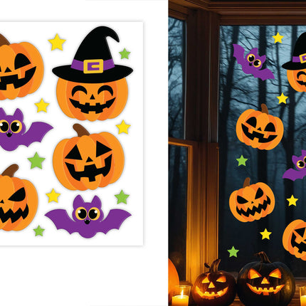 Halloween Raamdecoratie Pompoenen 50cm