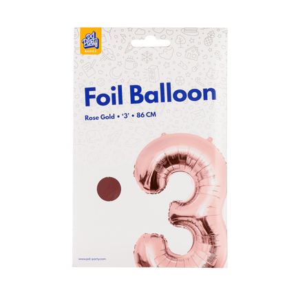 3 Jaar Cijfer Ballon Rose Goud Leeg 86cm van Paper Dreams koop je bij Partywinkel