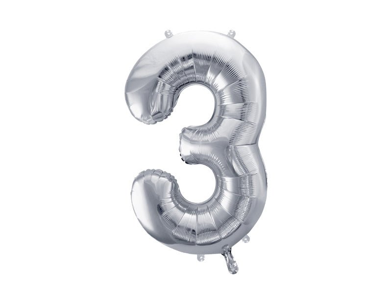 3 Jaar Cijfer Ballon Zilver Leeg 72cm van Partydeco koop je bij Partywinkel