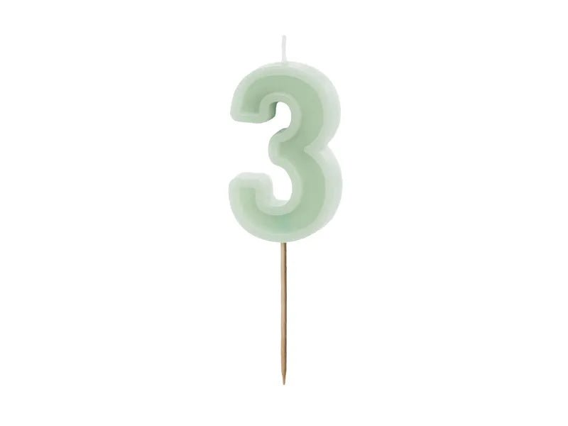 3 Jaar Kaars Mintgroen 10cm van Partydeco koop je bij Partywinkel