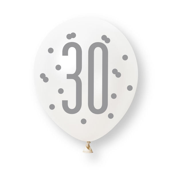 30 Jaar Ballonnen 30cm 6st van Unique koop je bij Partywinkel