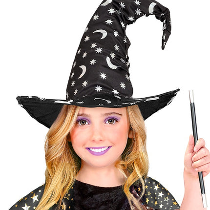 Halloween Heksenhoed Zwart Maan En Sterren