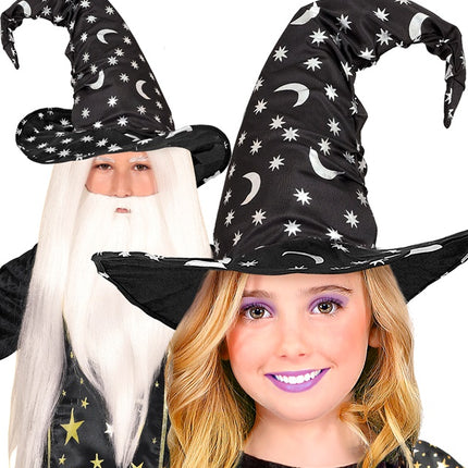 Halloween Heksenhoed Zwart Maan En Sterren