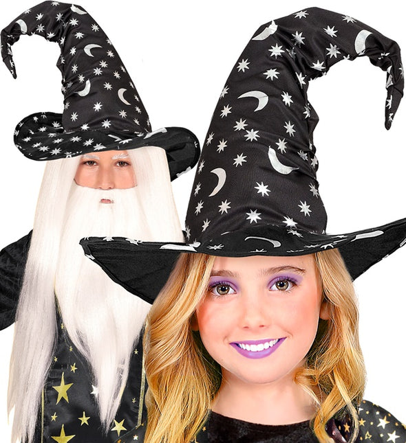 Halloween Heksenhoed Zwart Maan En Sterren