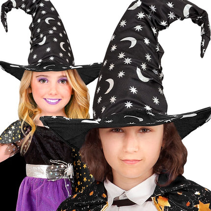 Halloween Heksenhoed Zwart Maan En Sterren