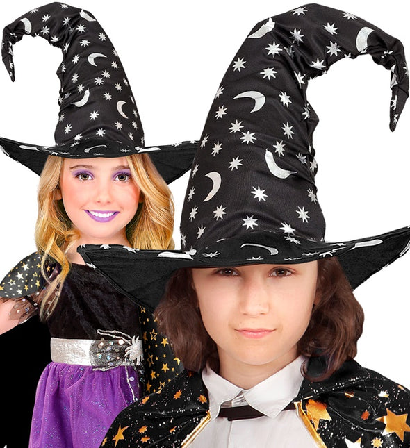 Halloween Heksenhoed Zwart Maan En Sterren