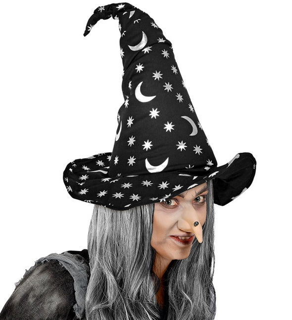 Halloween Heksenhoed Zwart Maan En Sterren