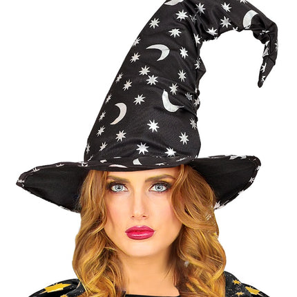 Halloween Heksenhoed Zwart Maan En Sterren