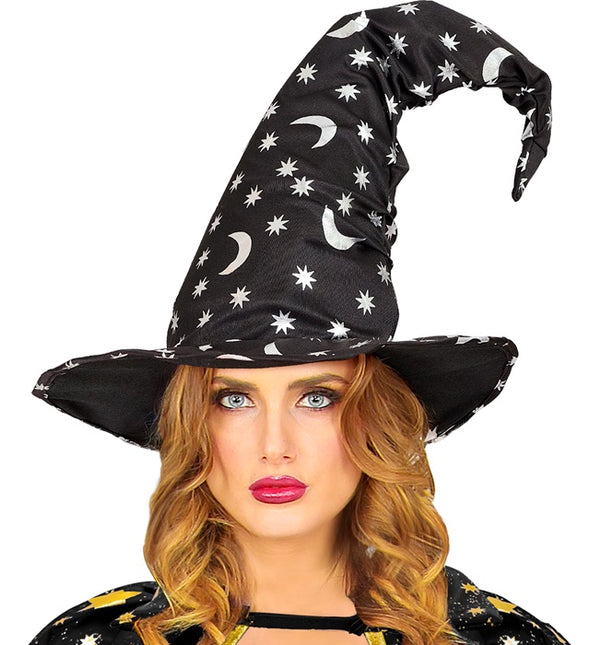 Halloween Heksenhoed Zwart Maan En Sterren