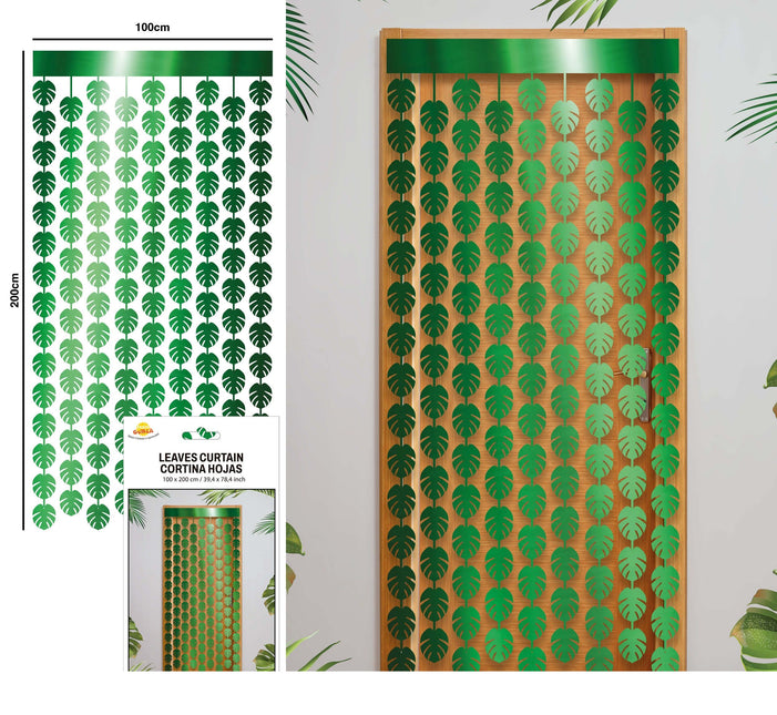 Hawaii Deurgordijn Groen Palmbladeren 2m