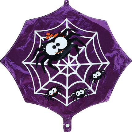 Halloween Helium Ballon Paars Spinnenweb Leeg 60cm