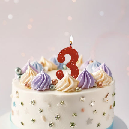 Rode Kaars 3 Jaar 5,5cm