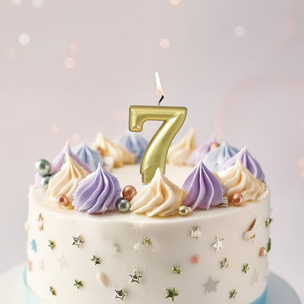 Gouden Kaars 7 Jaar Metallic 8cm