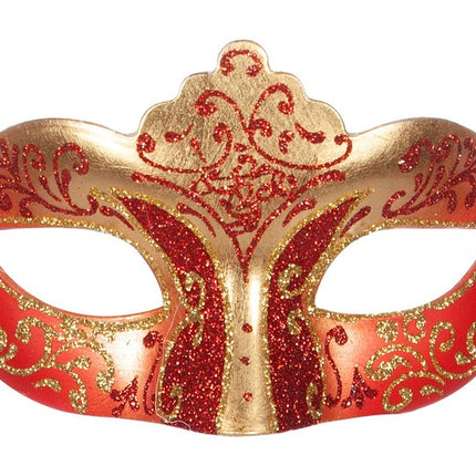 Venetiaans Oogmasker Rood Goud Glitter