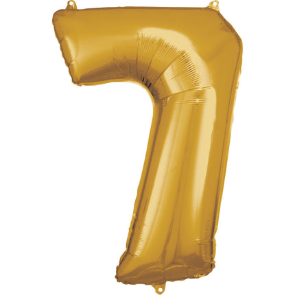 7 Jaar Cijfer Ballon Goud Glanzend Leeg 84cm