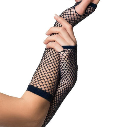 Vingerloze Handschoenen Lang Visnet Zwart