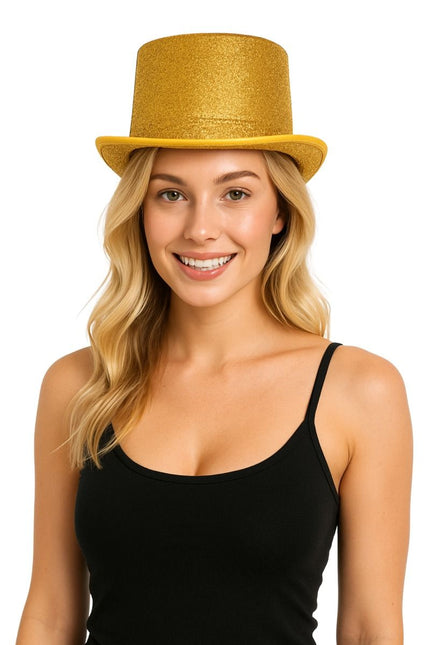 Hoge Hoed Glitter Goud